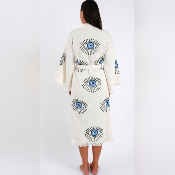 The Vanessa - 100% Turkish cotton - white with blue eyes - Picture 2 of 5